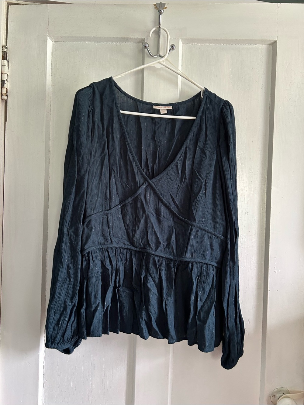 Boho Wrap-Front Long Sleeve Top - Dark Teal